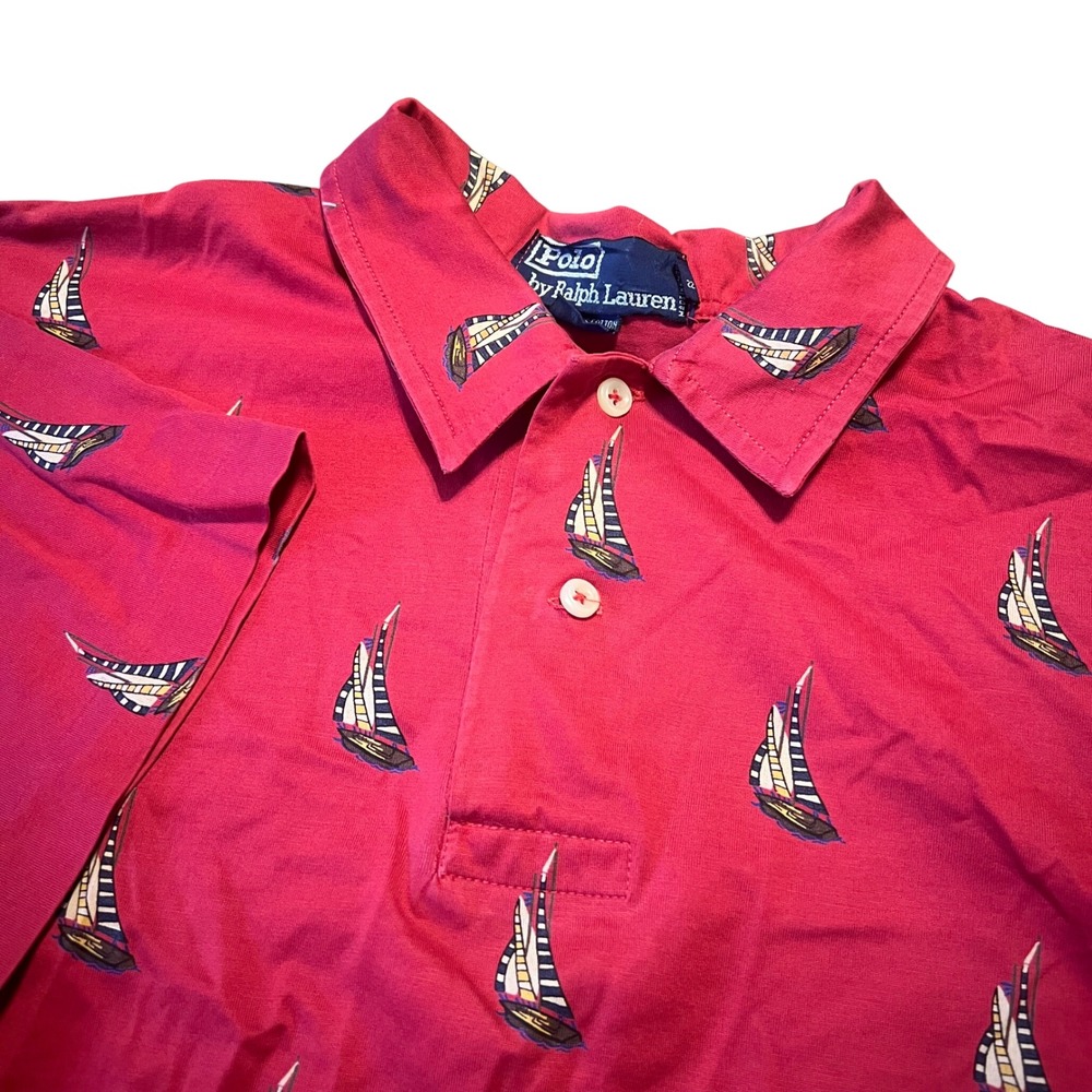 Polo Ralph Lauren Men's Red Sailboat Print Short Sleeve Polo Shirt Size M